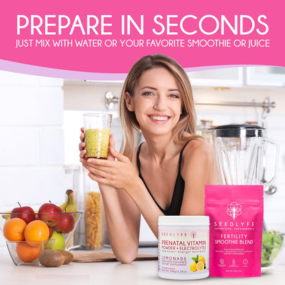 Female Fertility Bundle with Prenatal Vitamin Powder – Natural Prenatal Vitamins and Smoothie Mix seedlyfe