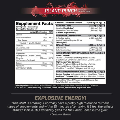 PMD Sports Ultra Pump Fuel - Pre Workout - Island Punch (30 Servings) Sports Omega PMD
