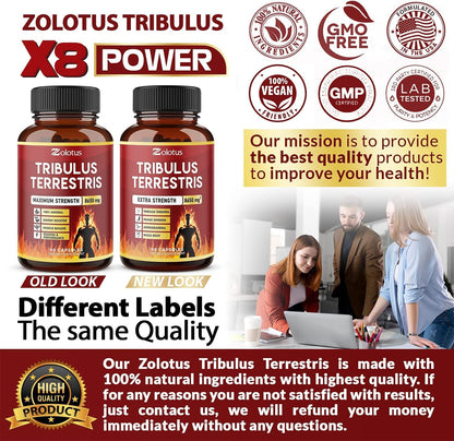 Zolotus Tribulus Terrestris, 8650mg Per Capsule, High Potency with Ashwagndha Zolotus