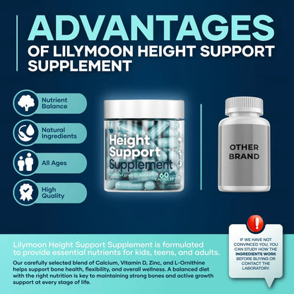 Height & Bone Support Supplement - Premium Height Growth Supplement for Kids & Teens with Calcium - Nutritional Support Bone Health Formula - Height Increase Essential Vitamins - 60 Caps LM LILYNUTRAMOON buy supplements Au