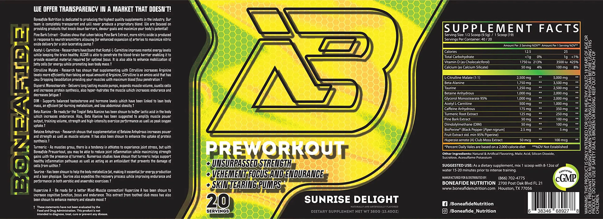 Boneafide Preworkout (Sunrise Delight) Boneafide Nutrition