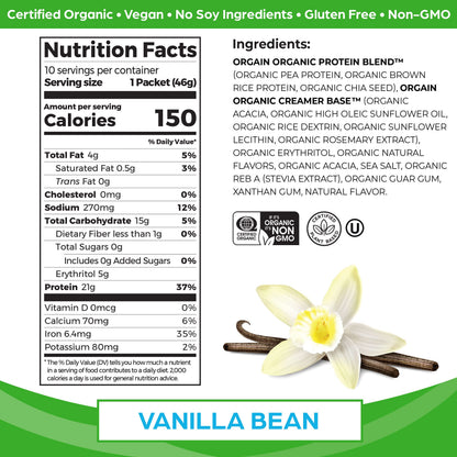 Orgain Organic Vegan Protein Powder, Vanilla Bean - 21g Plant Based Protein, Gluten Free OrgainBuy Supplements Australia