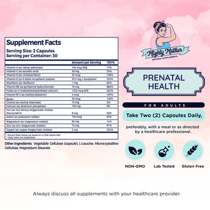Mighty Mother Conception Fertility Prenatal Vitamins with, Iron, Folic Acid, Zinc, Biotin, Vitamin C Mighty Mother