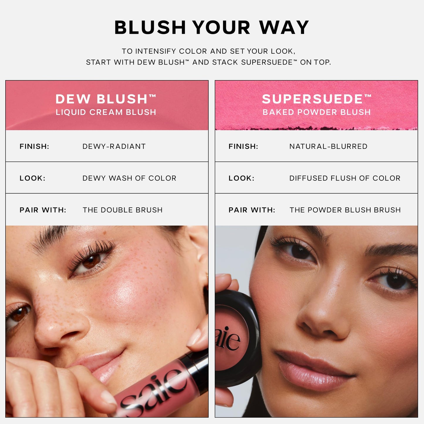 Saie Blush & Brush Duo - SuperSuede Baked Blush in Bella (.01 oz) & Powder Blush Brush - Talc-Free, Moisturizing Blush with Vegan, Fluffy Brush for Seamless Application SaieBuy Supplements Australia