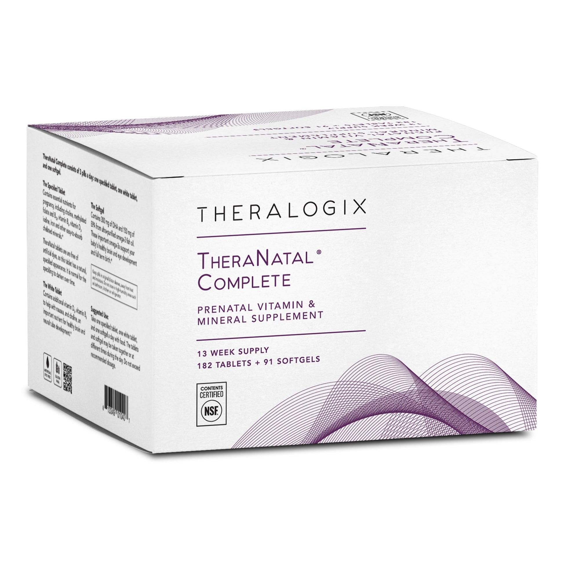 Theralogix TheraNatal Complete Prenatal Vitamin Supplement - 91-Day Supply - with DHA Theralogix