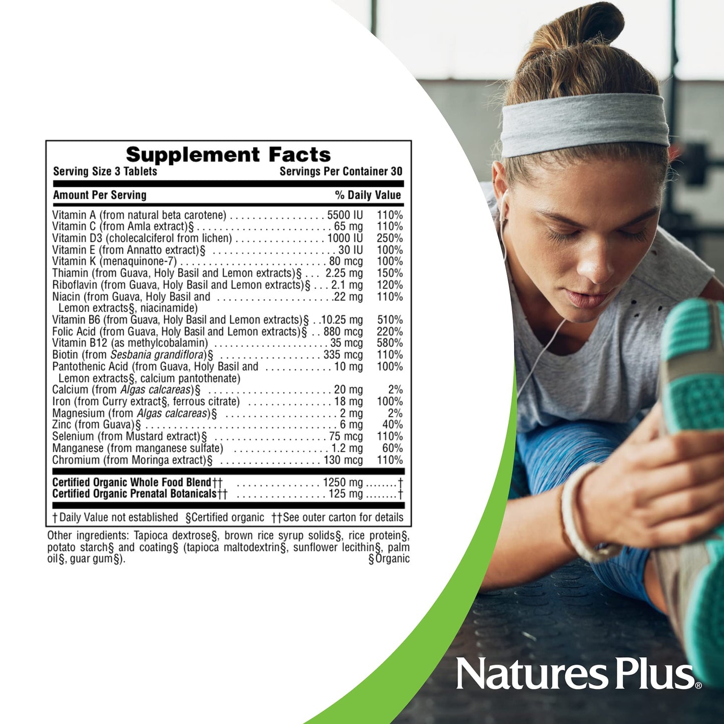 NaturesPlus Source of Life Garden Certified Organic Prenatal Multivitamin - 90 Vegan Tablets Nature's Plus