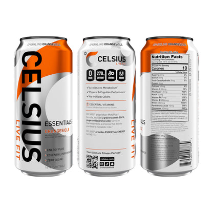 CELSIUS ESSENTIALS, Sparkling Orangesicle, Performance Energy Drink 16 Fl Oz (Pack of 12) CELSIUSBuy Supplements Australia