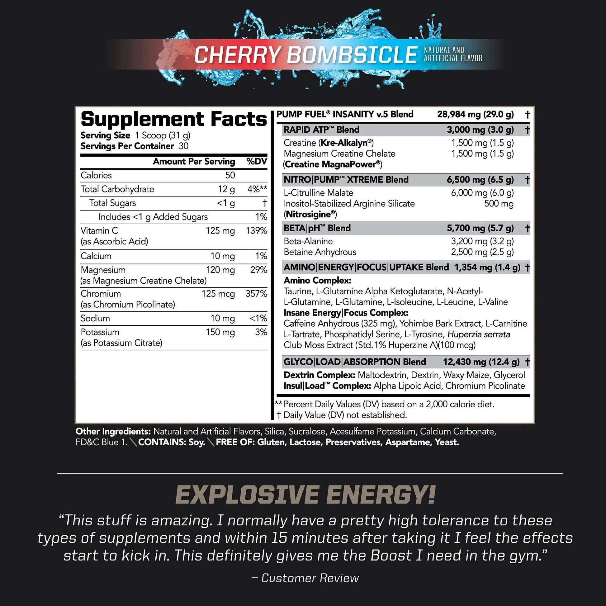 PMD Sports Ultra Pump Fuel Insanity - Pre Workout – Cherry Bombsicle (30 Servings) PMD