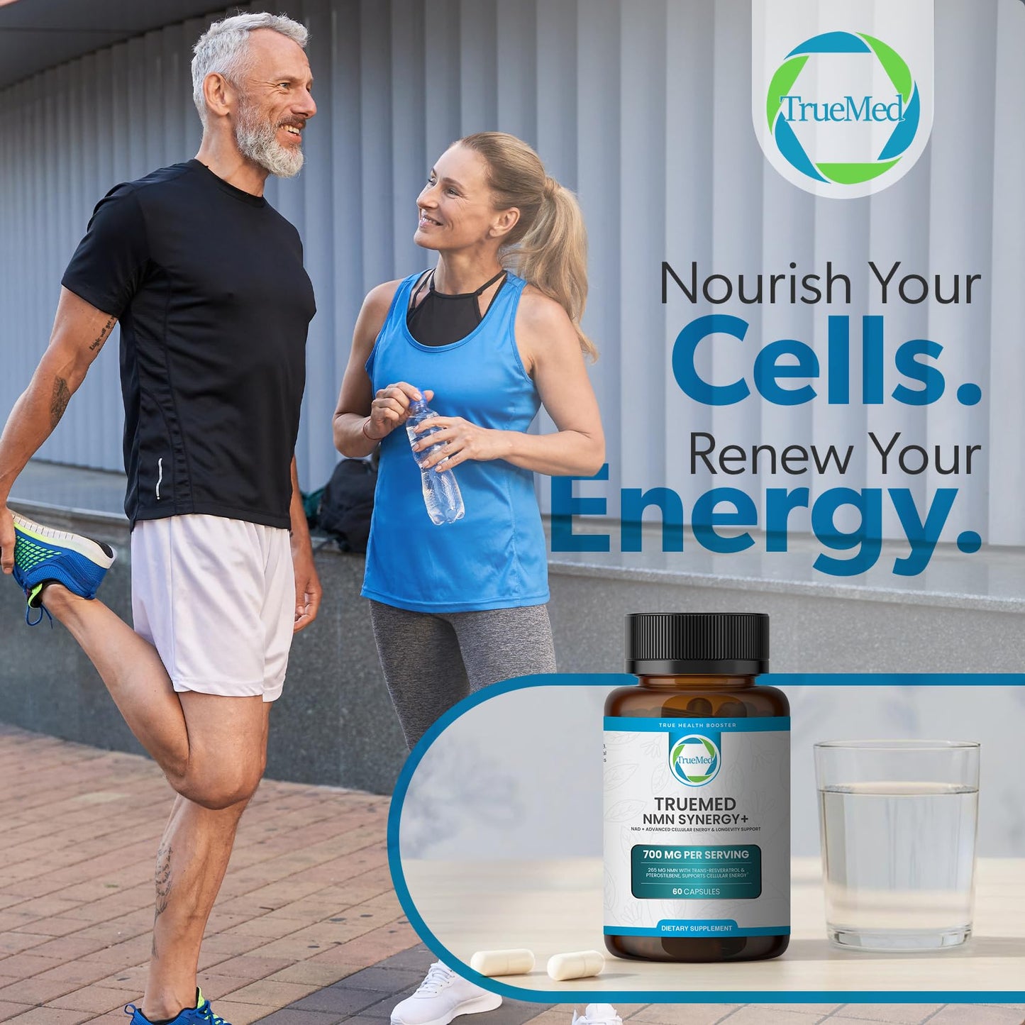 TRUEMED NMN Synergy+ 700mg – Premium NMN Supplement with Resveratrol & Pterostilbene | Advanced NAD+ Supplement for Cellular Energy, & Wellness Support | Non-GMO, Vegan, 60 Capsules TRUEMEDBuy Supplements Australia