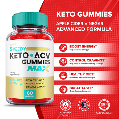 (3 Pack) Speedy Keto ACV Gummies Maximum Strength, Speedy Keto Plus ACV Gummies Healthly