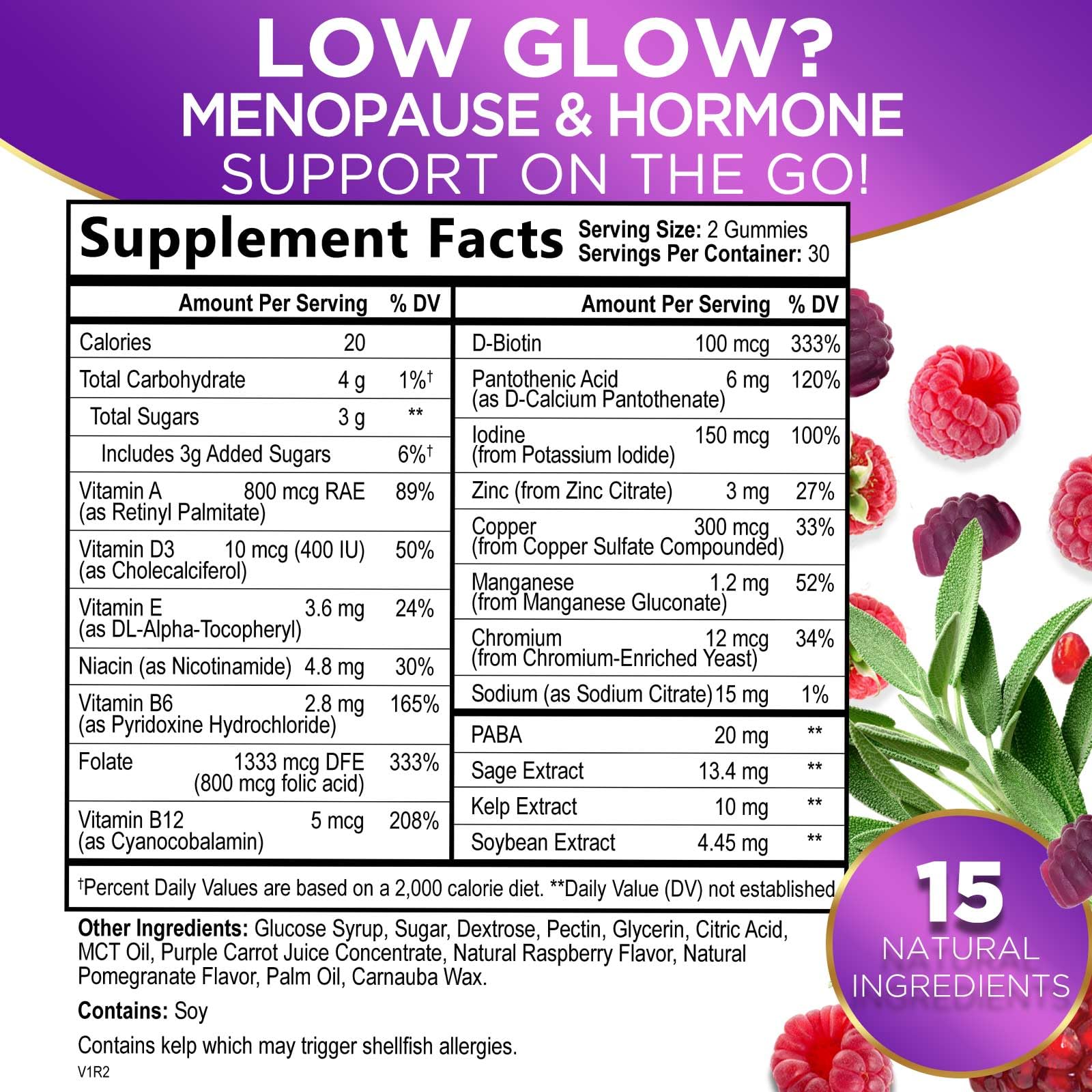 Menopause Support Supplement for Women - Multi Benefit Menopause Relief Vitamin Gummy Nature's Glow