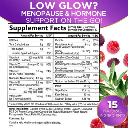 Menopause Support Supplement for Women - Multi Benefit Menopause Relief Vitamin Gummy Nature's Glow