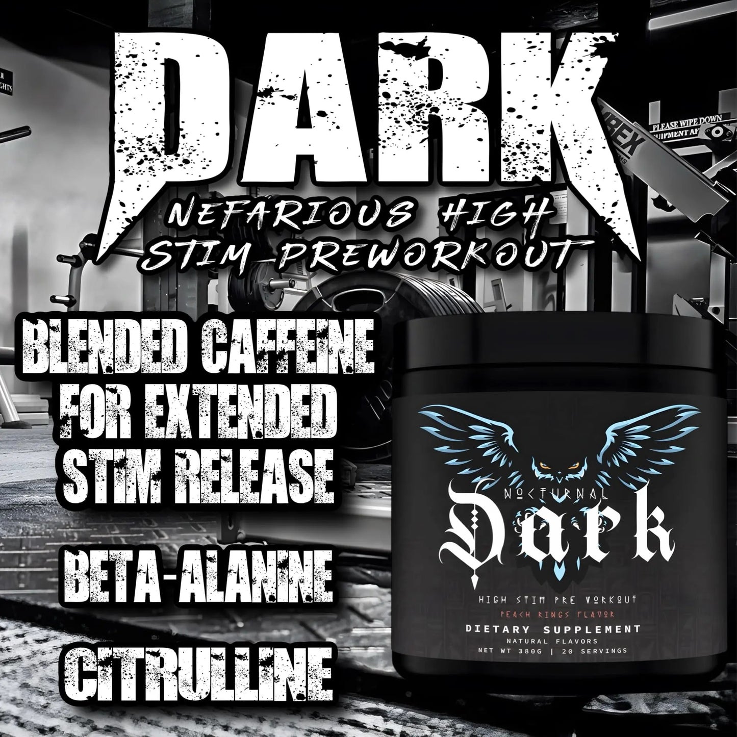 Nocturnal Labz Dark High Stim Pre Workout Powder | Potent Pre-workout Formula for Men Nocturnal