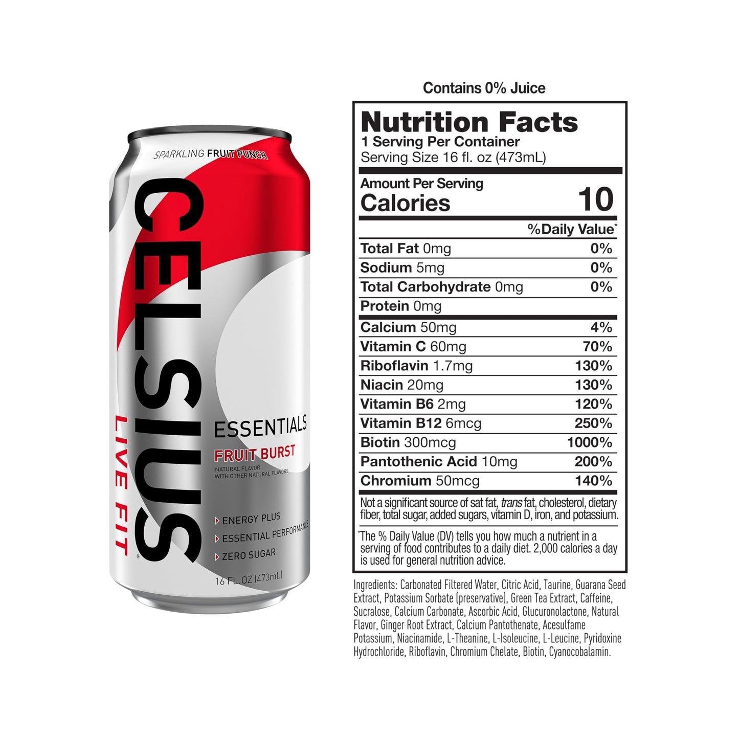 CELSIUS ESSENTIALS, Sparkling Fruit Burst, Performance Energy Drink 16 Fl Oz (Pack of 12) CELSIUSBuy Supplements Australia