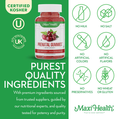 Organic Prenatal Gummies for Women - The Sweet Way to Nurture Your Tomorrow - Kosher Cherry Maxi Health