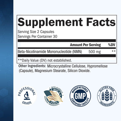 BioSchwartz NMN Supplement - 500mg Nicotinamide Mononucleotide - 30 Servings, 60 Capsules - Made in The USA with Premium Globally Sourced Ingredients, Third-Party Tested, Gluten-Free NMN Supplement BioSchwartzBuy Supplements Australia