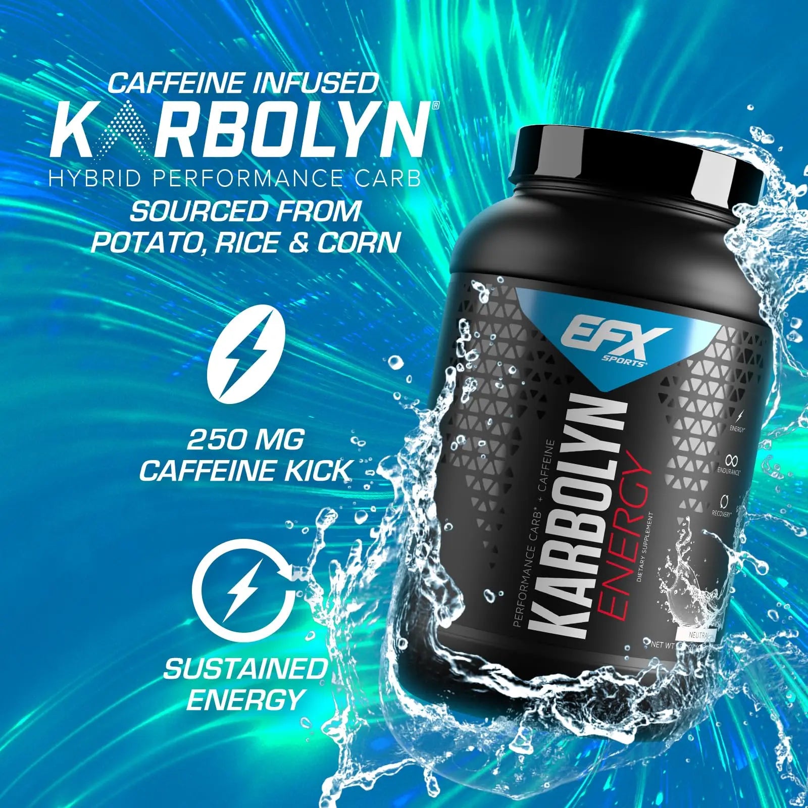 EFX Sports Karbolyn Energy | Performance Carbohydrate Powder + Caffeine | Carb Load EFX Sports