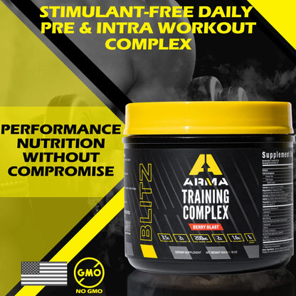 ARMA Blitz Non Stimulant Pre/Intra Powder – Natural Berry Pre-Workout Drink Mix ARMA