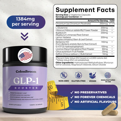 ColonBroom GLP-1 Weight Management Supplement for Women & Men - GLP1 Supports Gut Health, Metabolic Wellness & Appetite Regulation - Vegan, Gluten-Free Diet Capsules | 60 Count ColonBroomBuy Supplements Australia