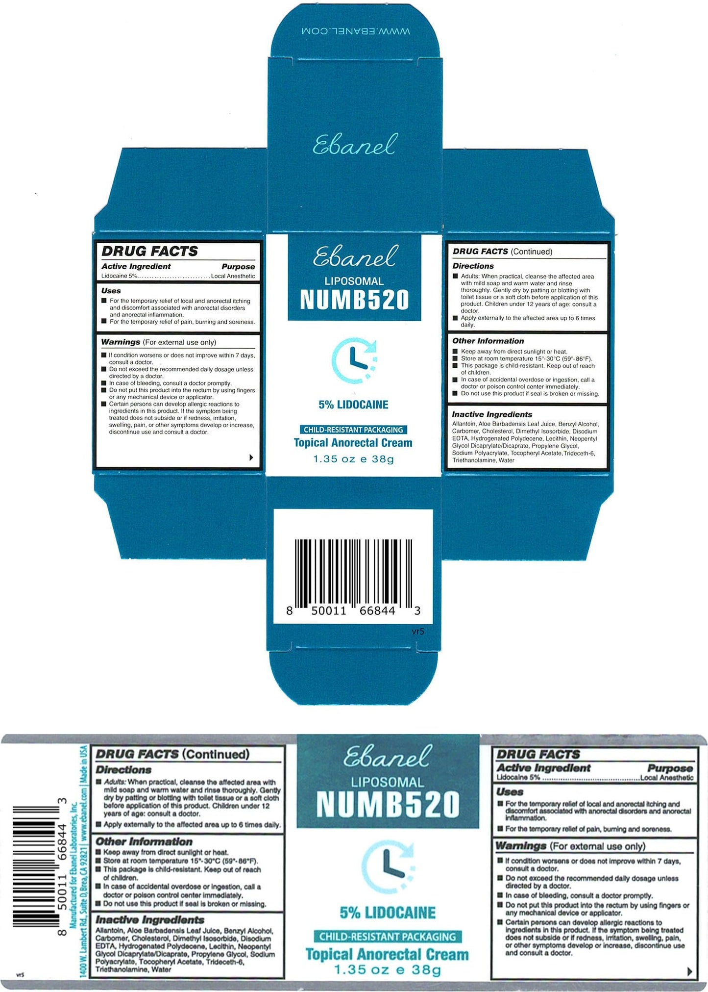 Ebanel 5% Lidocaine Numbing Cream, Pain Relief Burn Itch Numb Cream, Maximum Strength Topical Anesthetic with Allantoin, Vitamin E for Local and Anorectal Uses, Hemorrhoid Treatment, 1.35 Oz Ebanel buy supplements Au