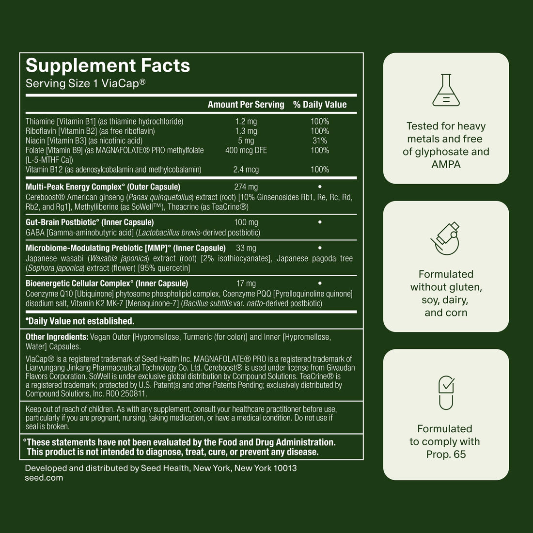 Seed AM-02 Energy + Focus - Daily Nootropic Supplement for Women & Men - Fast-Acting & Sustained Energy for Up to 6 Hours - Caffeine-Free Vegan & Shelf-Stable - 30 Capsules (30-Day Supply) Visit the Seed StoreBuy Supplements Australia