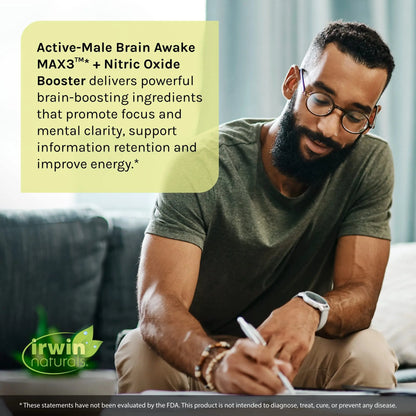Irwin Naturals Brain Awake Max3 + Nitric Oxide Booster 60 Count Irwin Naturals