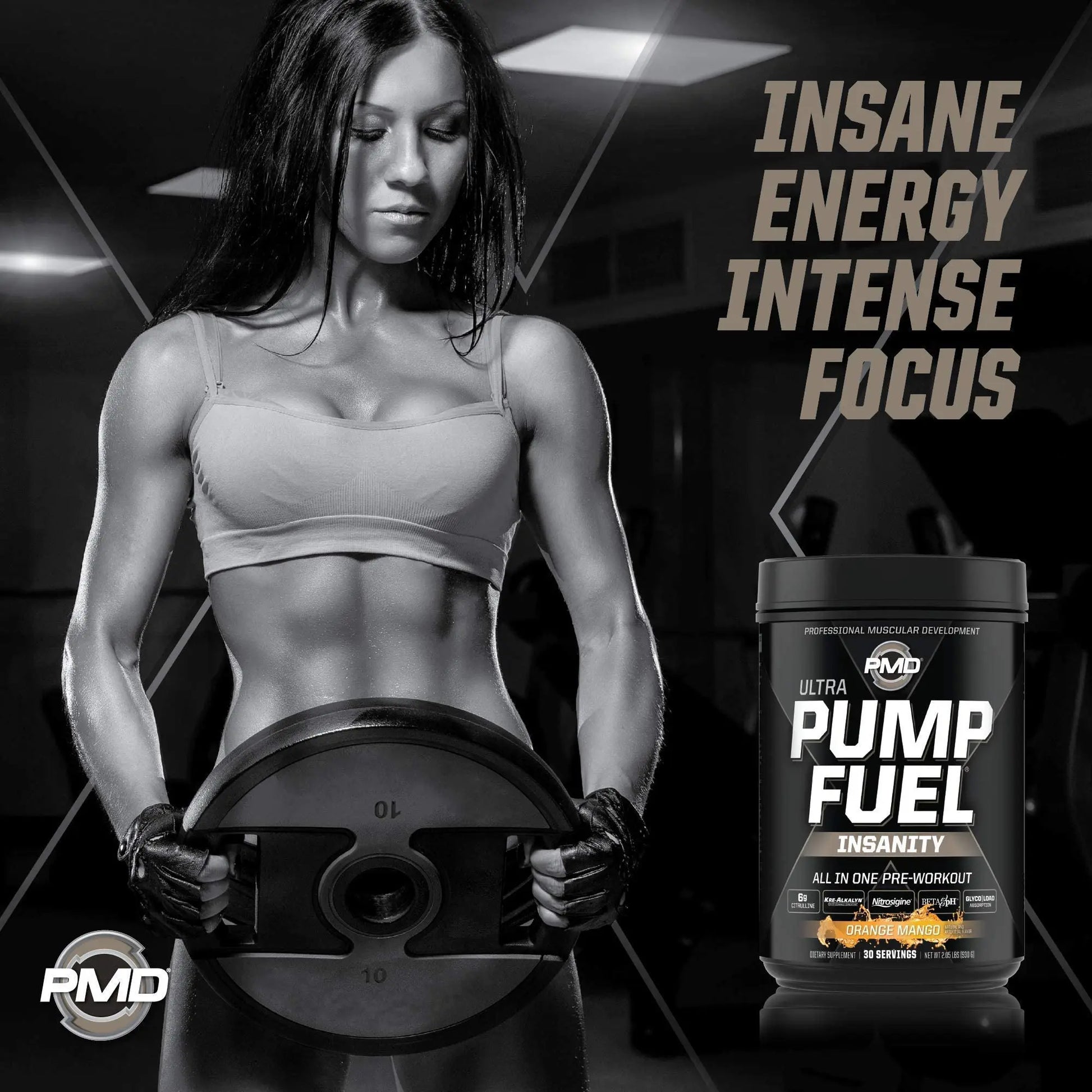 PMD Sports Ultra Pump Fuel Insanity - Pre Workout - Tropical Orange Mango (30 Servings) PMD