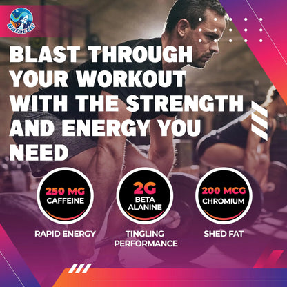 Galactic Pre-Workout Gummies, All Natural, 250mg Caffeine, Beta-Alanine, L-Citrulline Galactic