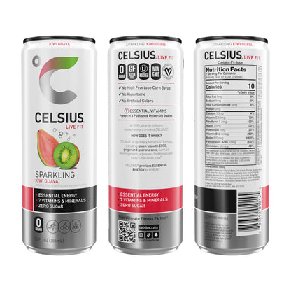 CELSIUS Sparkling Kiwi Guava, Functional Essential Energy Drink 12 Fl Oz (Pack of 12) CELSIUSBuy Supplements Australia
