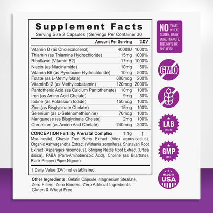 Myo-Inositol Conception Fertility Prenatal Vitamins for Healthy Ovarian Function plus Apple Cider Mommyz Love