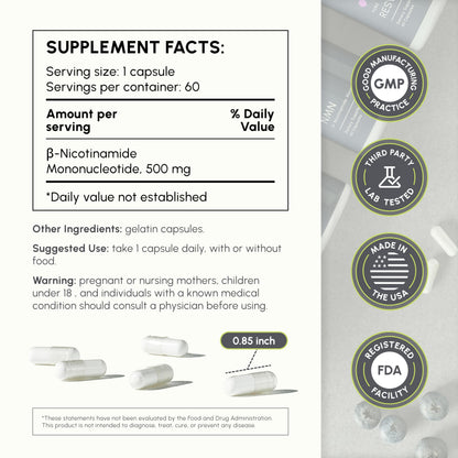 partiQlar NMN Supplement 500mg – Nicotinamide Mononucleotide NMN & Booster for Cellular Energy, Longevity & Healthy Aging – 2-Month Supply (60 Capsules) partiQlarBuy Supplements Australia