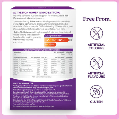 Active Iron Supplement 25mg + Multivitamin for Women – Clinically Proven to Increase Energy & Reduce Tiredness – Gentle ACTIVEIRONBuy Supplements Australia