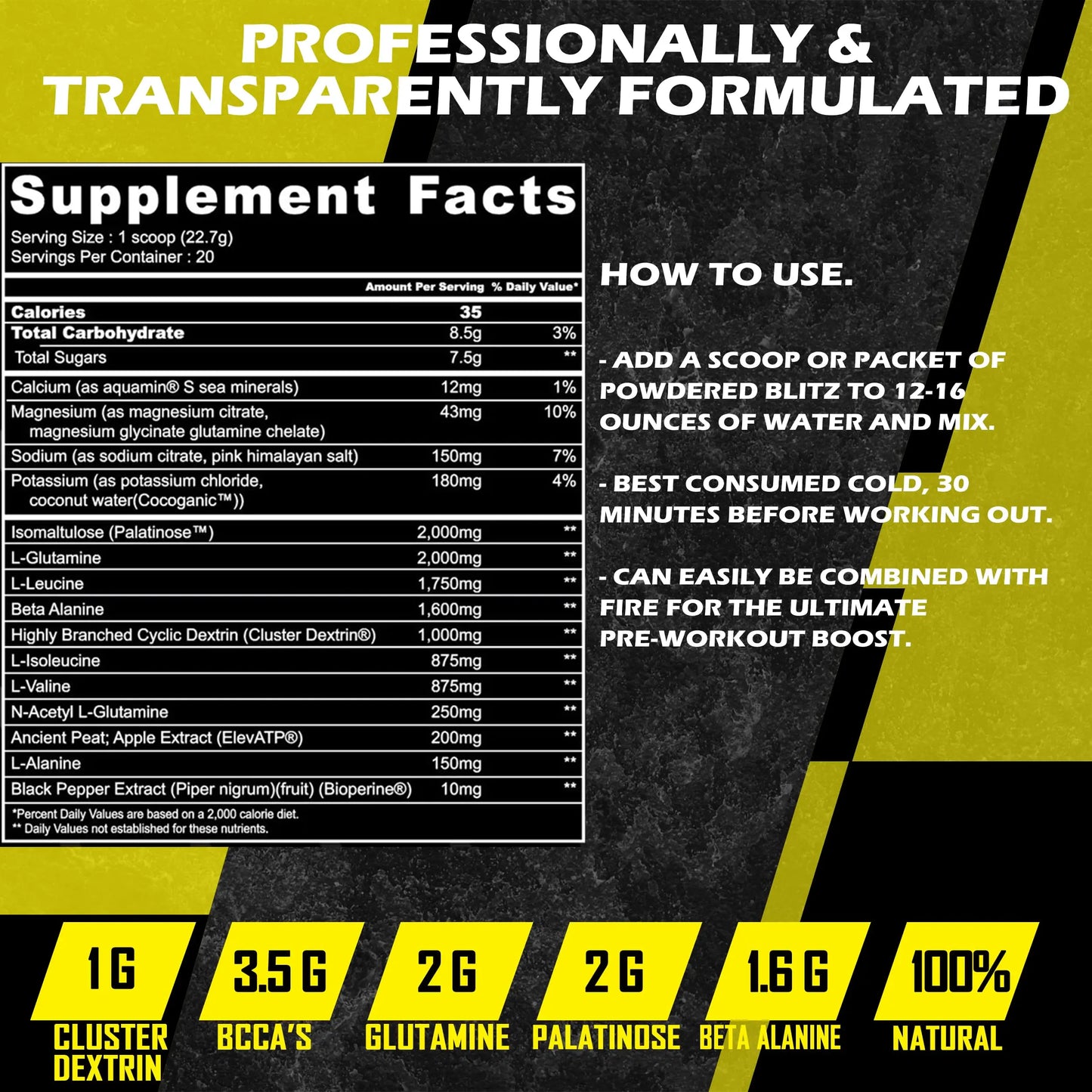 ARMA Blitz Non Stimulant Pre/Intra Powder – Natural Berry Pre-Workout Drink Mix ARMA