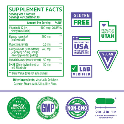 Zhou Neuro Peak Brain Support Supplement | Memory, Focus & Clarity Formula | DMAE ZhouNutrition