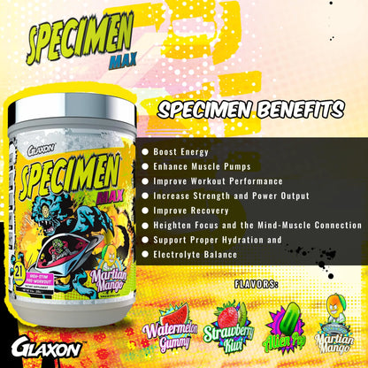 Glaxon Specimen Max High Stim Pre-Workout | 400mg Caffeine + 3200mg Beta Alanine Glaxon