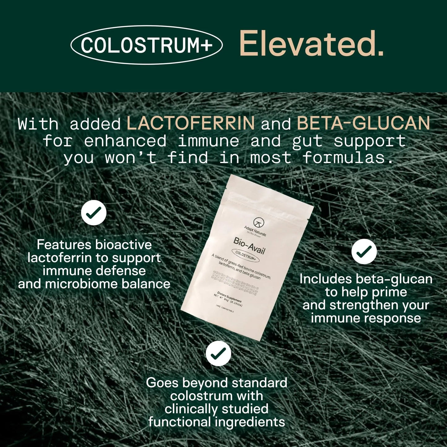 Adapt Naturals Colostrum Supplement with Lactoferrin & Beta-Glucan, Bio-Avail Grass Fed Bovine Colostrum Powder for Gut Health, Immune Support & Vitality | Non-GMO, 2500mg, Unflavored - 30 Days Supply ADAPT NATURALS BY CHRIS KRESSER buy supplements Au