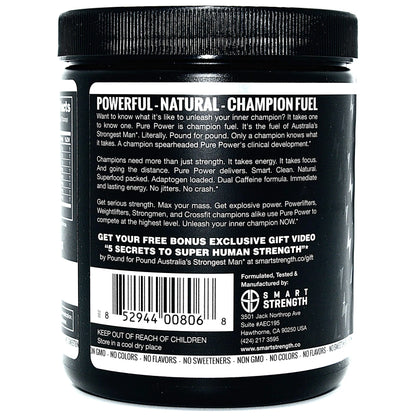 Pre Workout, Best All Natural PreWorkout Supplement. Pure Power, Healthy Pump, Clean SMART STRENGTH