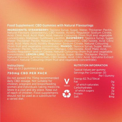 Goodrays - CBD Gummies - High Strength 30 x 25mg Mixed Fruits CBD Edibles GoodraysBuy Supplements Australia