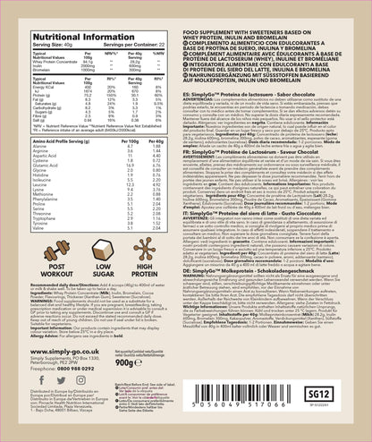 SimplyGo Whey Protein 900g Chocolate Flavour Simply SupplementsBuy Supplements Australia