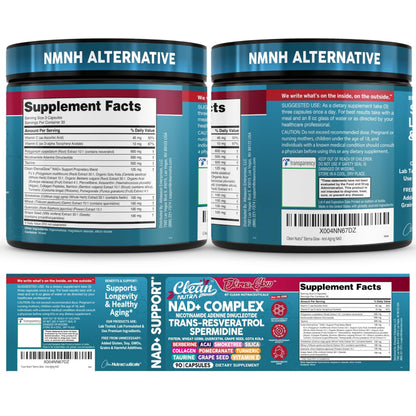 Clean NAD Supplement Resveratrol Liposomal NAD+ Spermidine Fisetin Wheat Germ Quercetin Grape Seed Extract Gotu Kola Berberine Astaxanthin Peptides for Women Energy 90 Capsules Clean NutraceuticalsBuy Supplements Australia