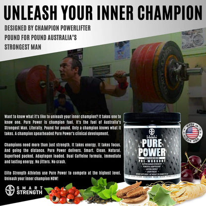 Pre Workout, Best All Natural PreWorkout Supplement. Pure Power, Healthy Pump, Clean SMART STRENGTH