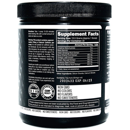 Pre Workout, Best All Natural PreWorkout Supplement. Pure Power, Healthy Pump, Clean SMART STRENGTH