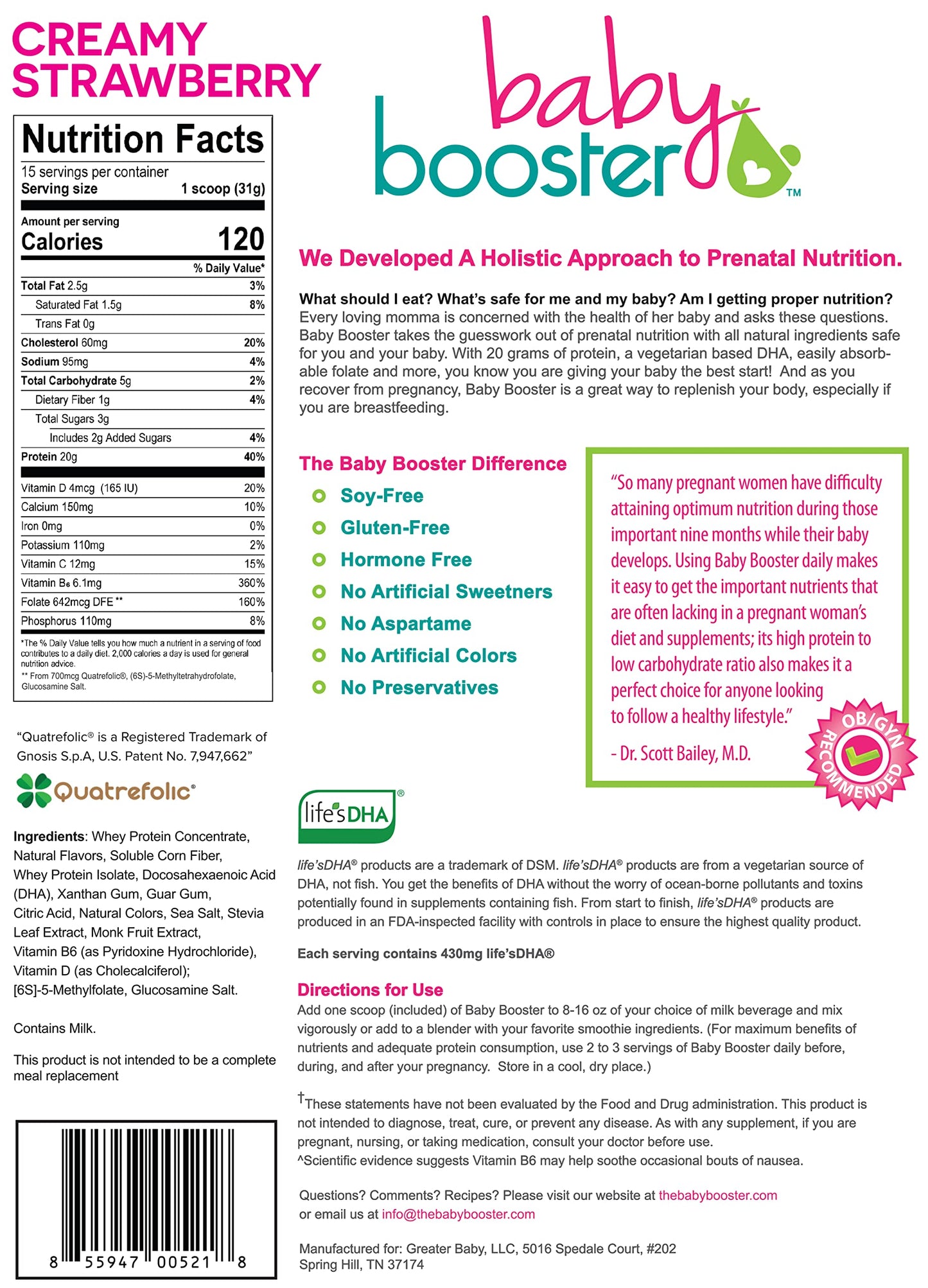 Baby Booster Prenatal Vitamin Supplement Shakes, Kona Mocha and Strawberry Baby Booster