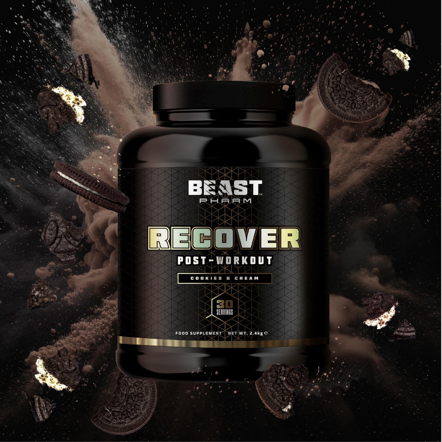 Beast Pharm | Recover Whey Protein Powder | 2.4kg/30 Servings | Cookies & Cream Beast PharmBuy Supplements Australia