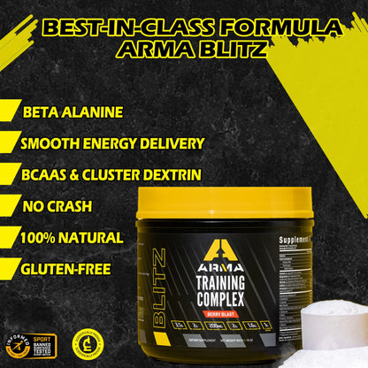 ARMA Blitz Non Stimulant Pre/Intra Powder – Natural Berry Pre-Workout Drink Mix ARMA