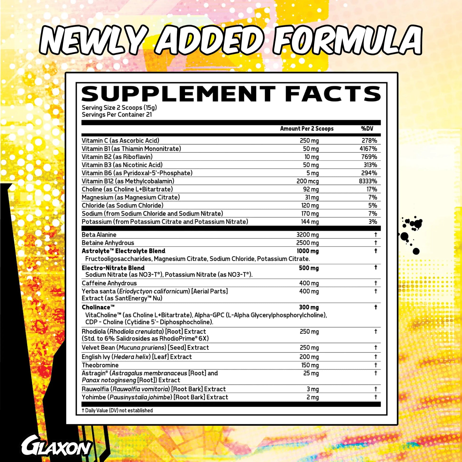 Glaxon Specimen Max High Stim Pre-Workout | 400mg Caffeine + 3200mg Beta Alanine Glaxon