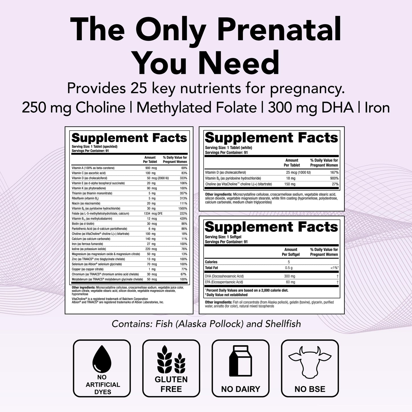 Theralogix TheraNatal Complete Prenatal Vitamin Supplement - 91-Day Supply - with DHA Theralogix