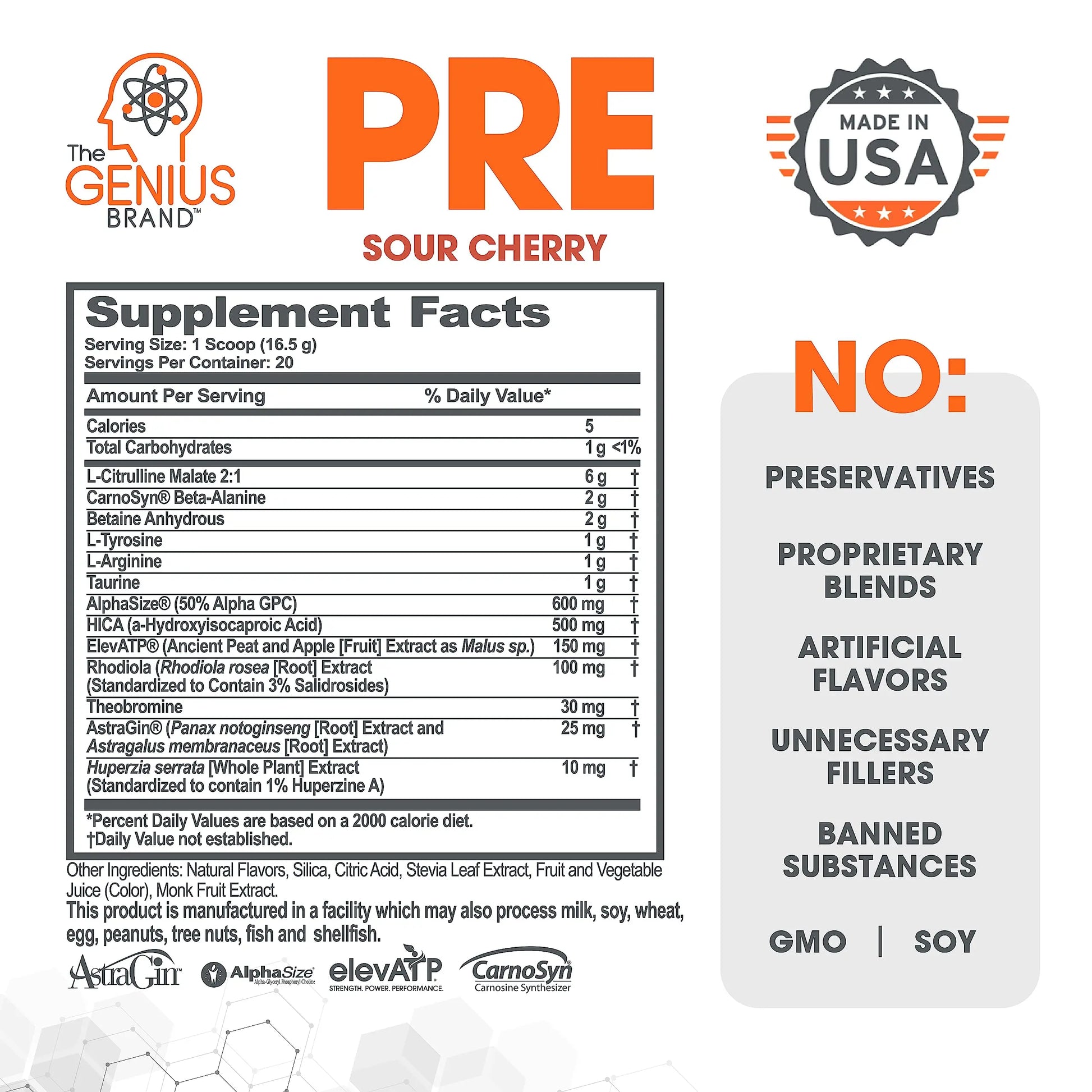 Genius Pre Workout Powder, Sour Cherry, and Genius Micronized Creatine Monohydrate The Genius Brand