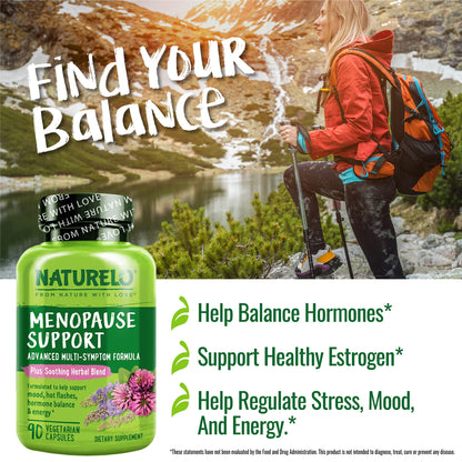 NATURELO Menopause Support, Advanced Multi-Symptom Formula w/Soothing Herbal Blend NATURELO