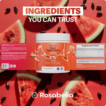 Rosabella Electrolyte Drink Powder – Watermelon – Sugar-Free Hydration Drink Mix – Electrolytes Powder with Sodium, Potassium, Magnesium, Calcium
